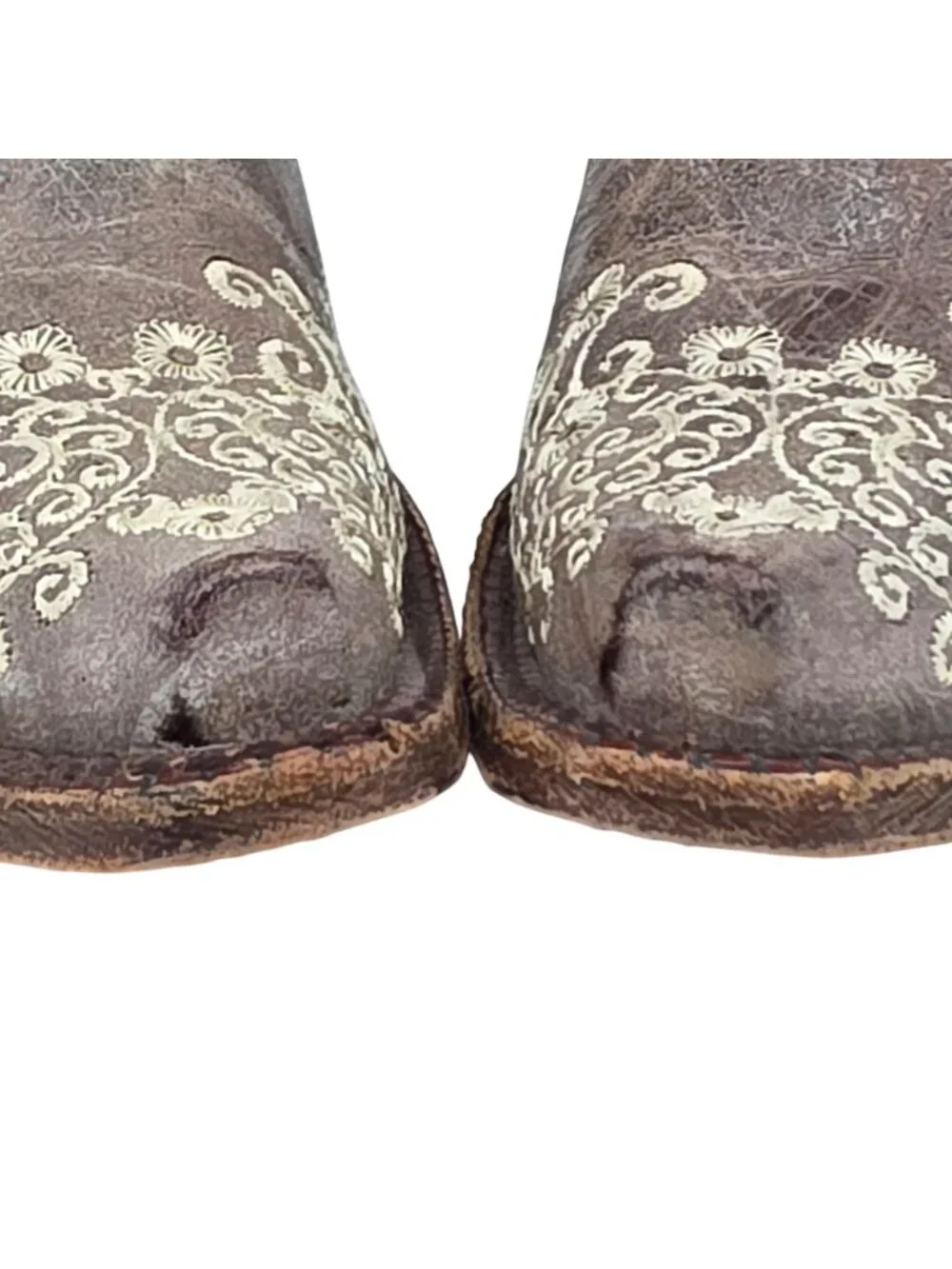 Corral Distressed Brown Leather Floral Cowgirl Western Boots Women 7M Snip Toe - Picture 11 of 16